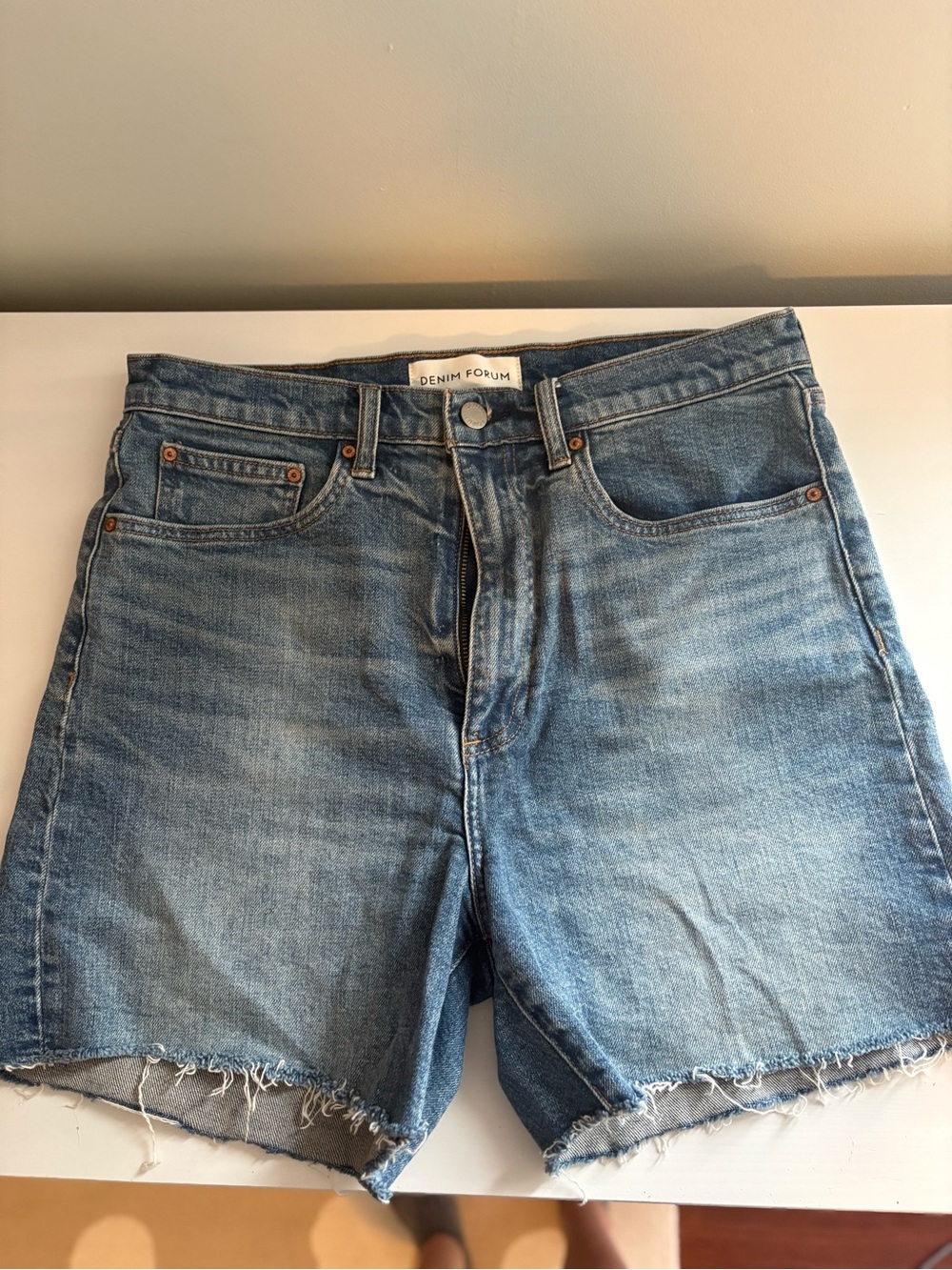 Denim Forum Women's High-Rise Distressed Denim Shorts - 50s Arlo